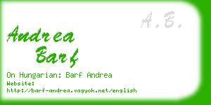 andrea barf business card